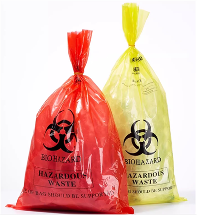 Sac de gunoi de înaltă calitate din plastic roșu pentru riscuri biologice sac de gunoi autoclavabil pentru eliminarea deșeurilor infecțioase cu preț de fabrică